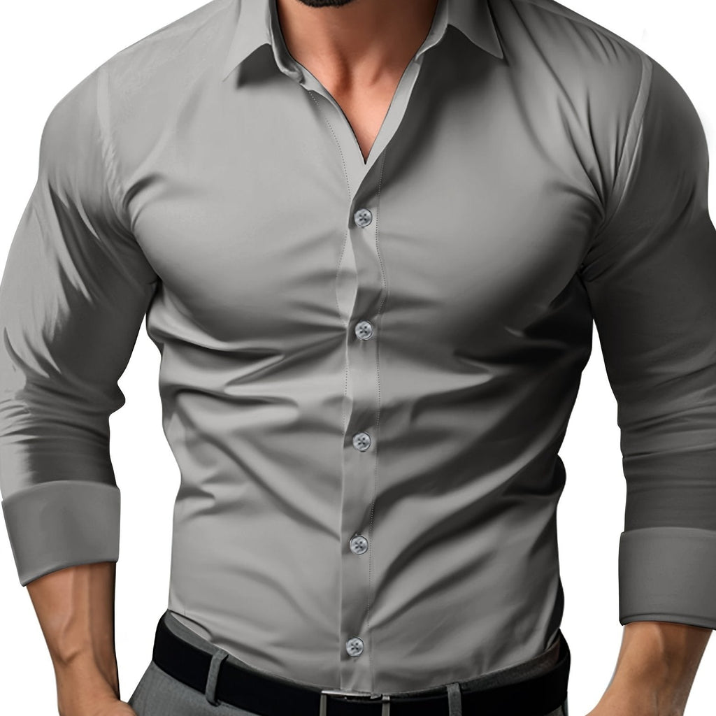GR | Slim Fit Einfarbiges Baumwollhemd