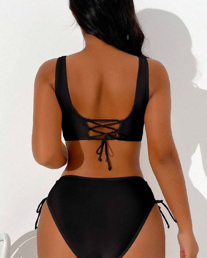 GR bikini swimsuit with drawstring and lacing at the back