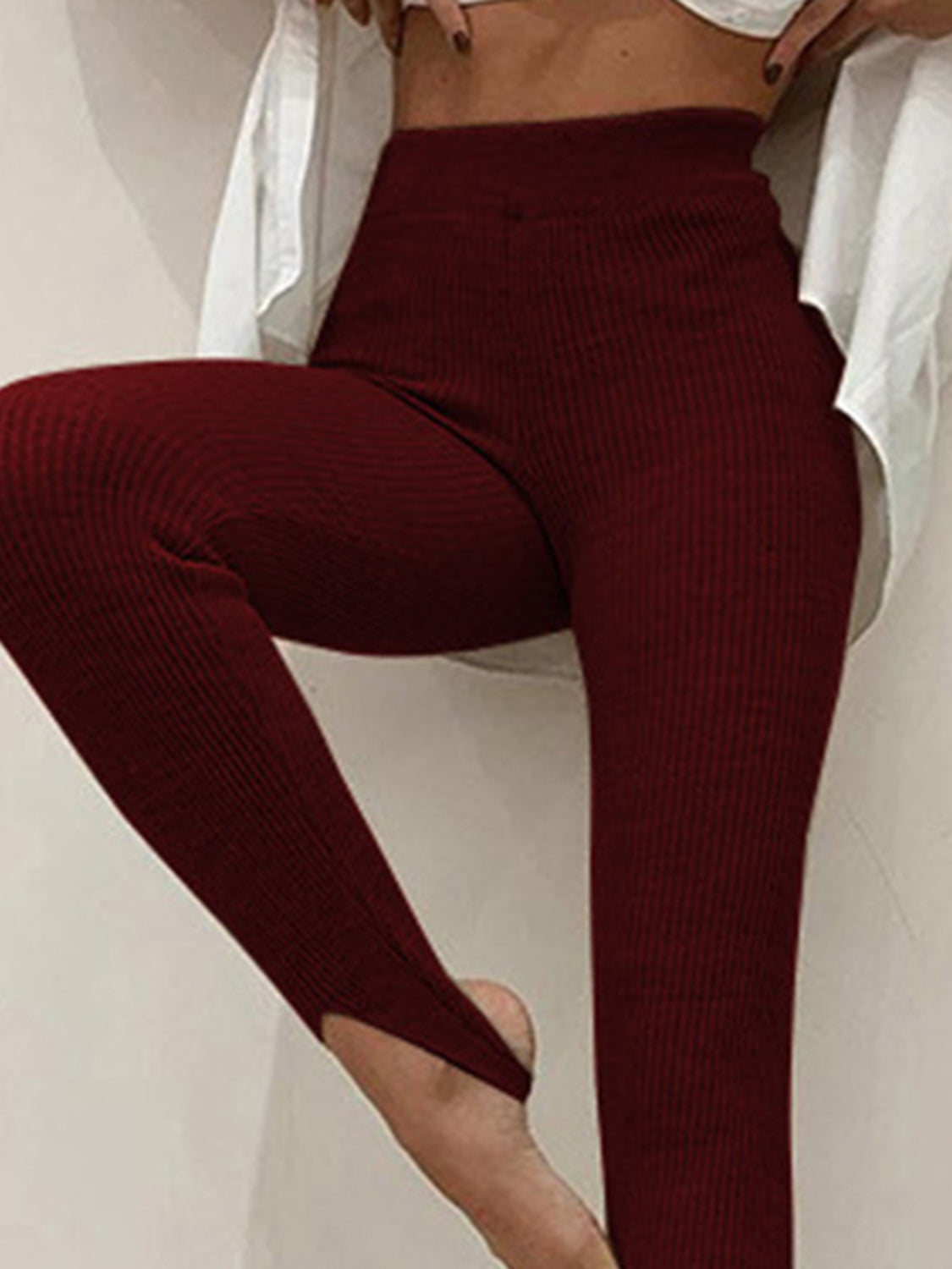 GR | Leisure Autumn Ribbed Mid-High Leggings for Women