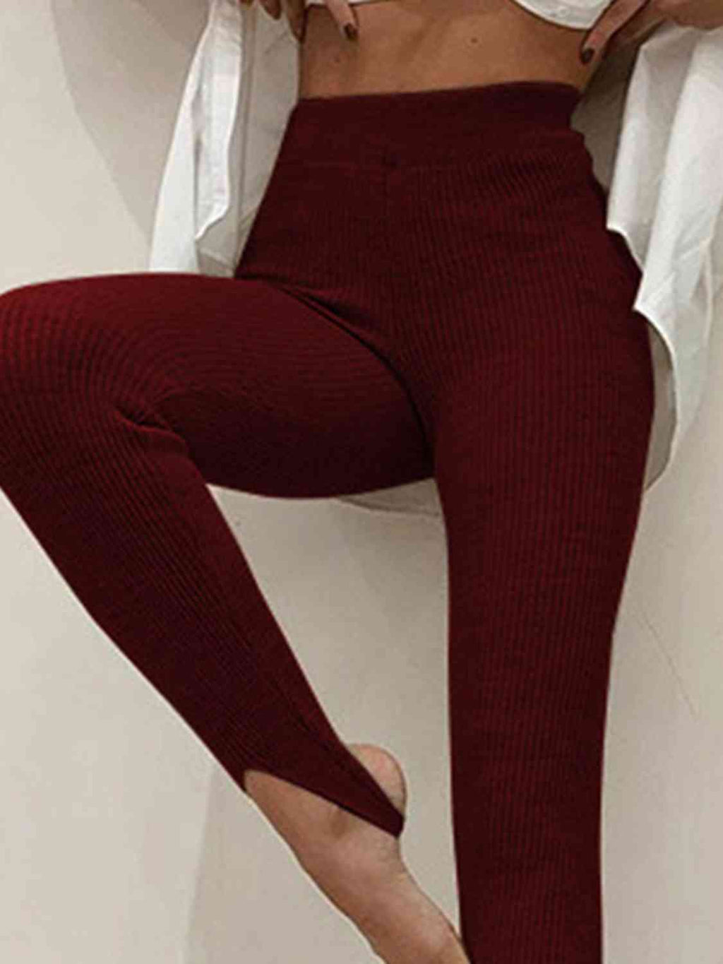 GR | Geripptes Mittel Taillen Leggings