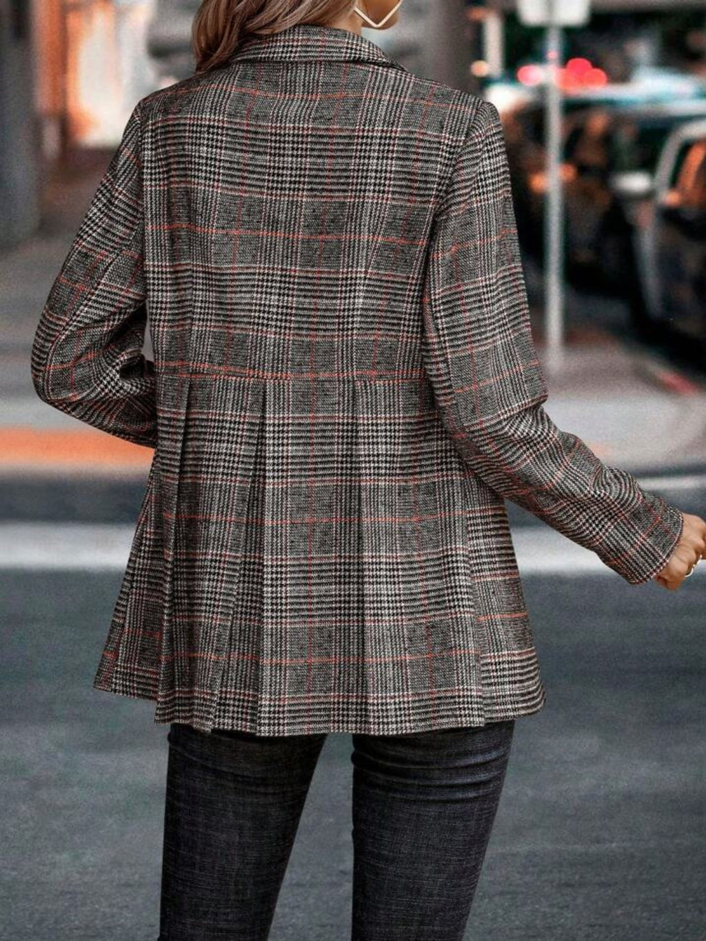 GR | Stylish Autumn Classic Checkered Button Blazers for Women