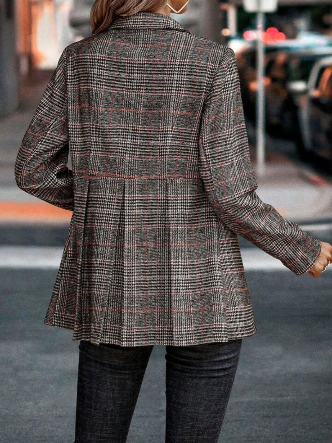 GR | Stylish Autumn Classic Checkered Button Blazers for Women