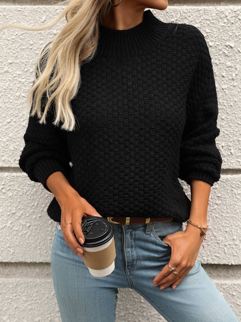 GR | Langarm-Mock-Neck-Pullover Für Frauen