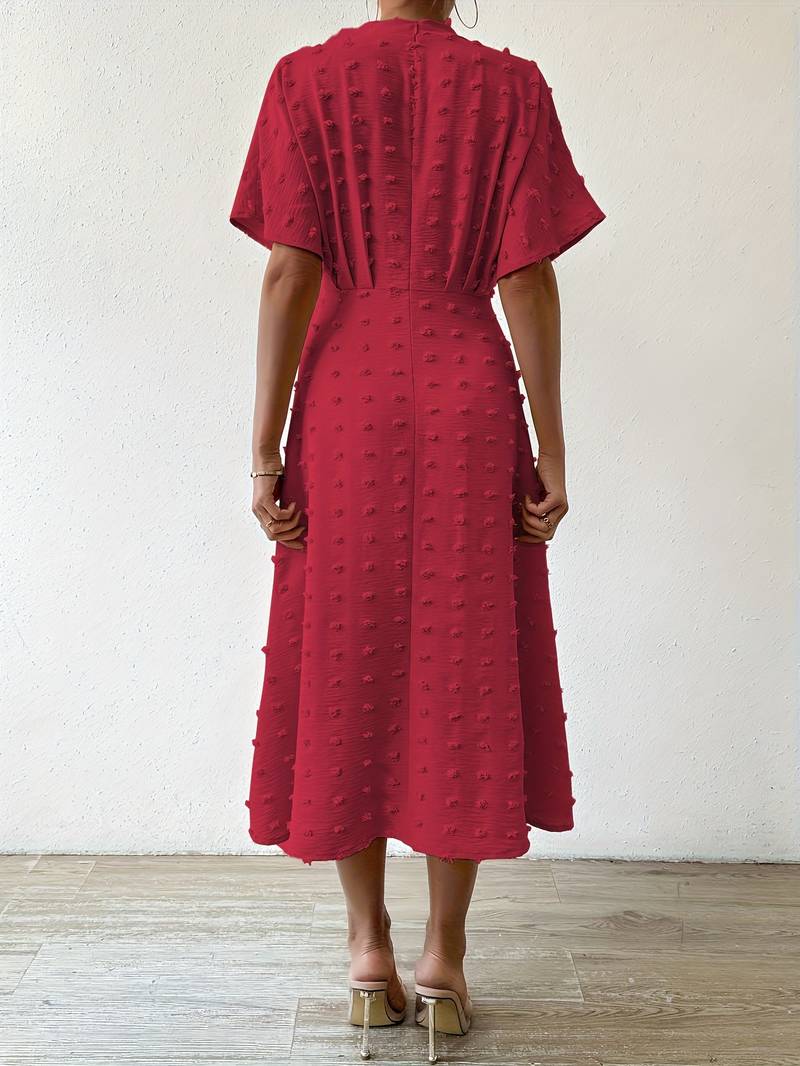 GR | Swiss Dot Rüsch Midi Kleid