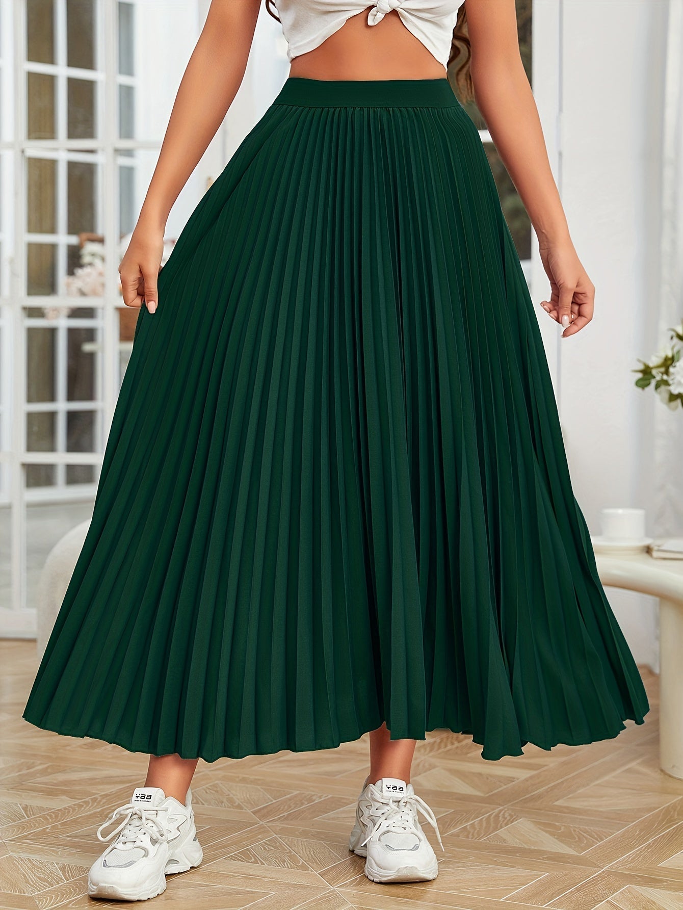 GR | Pleated plain curly skirt