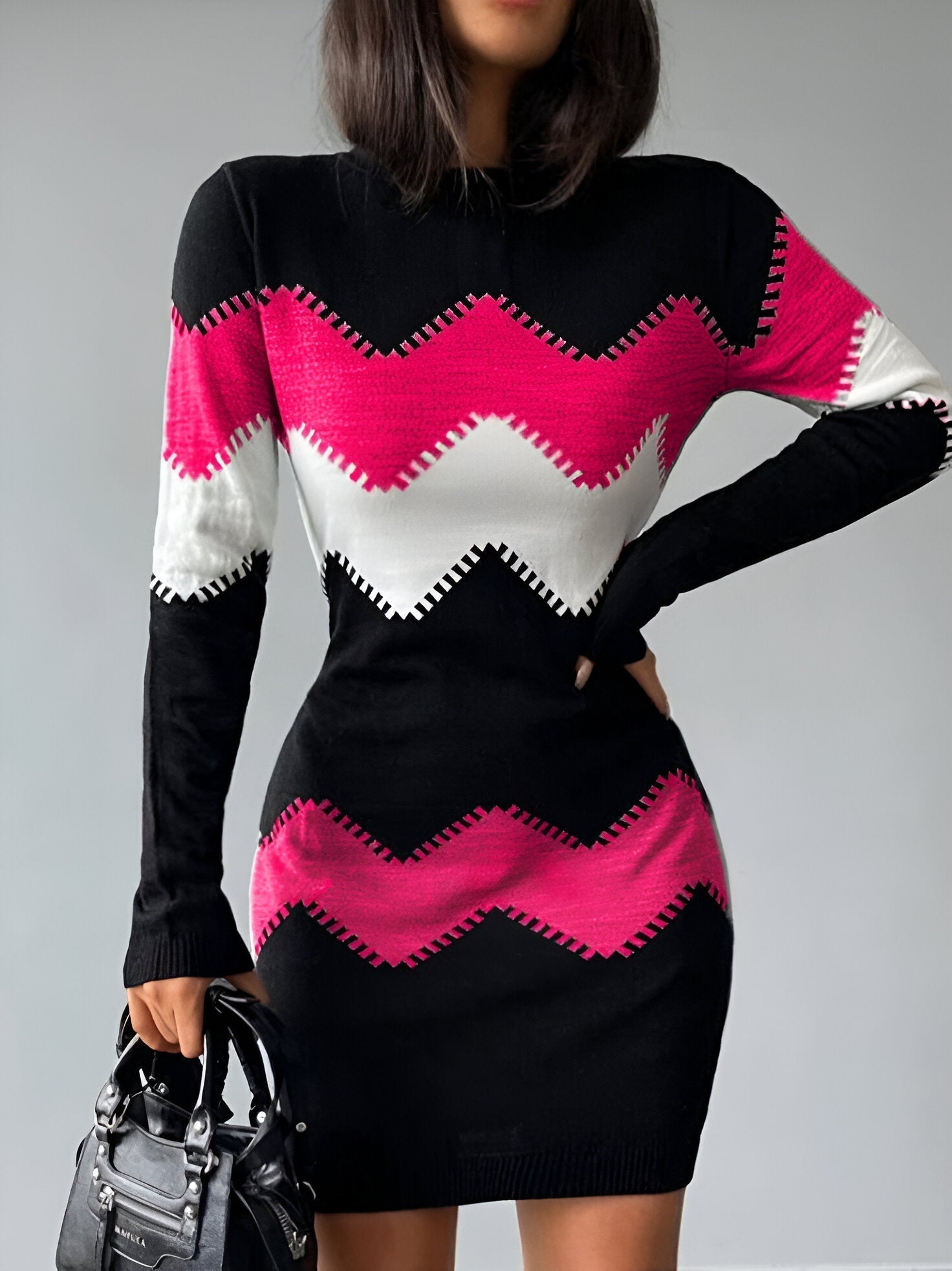 GR | gestricktes Bodycon-Minikleid Für Frauen
