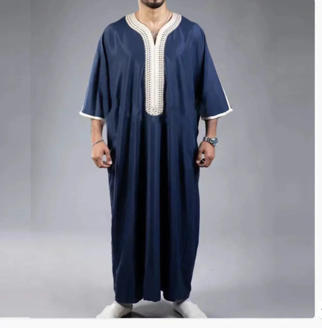 GR | Blue Embroidered Breathable Djellaba 