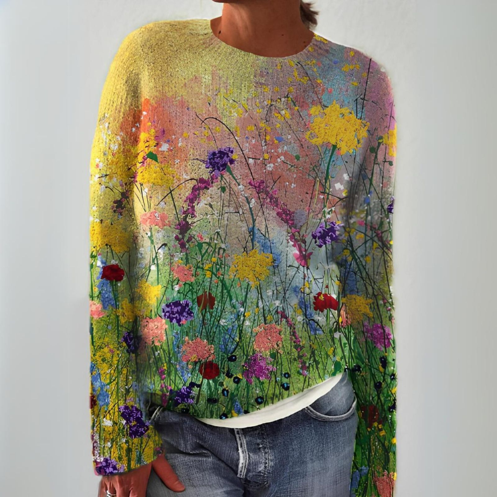 GR | Bequemes Sweatshirt mit Blumenmuster