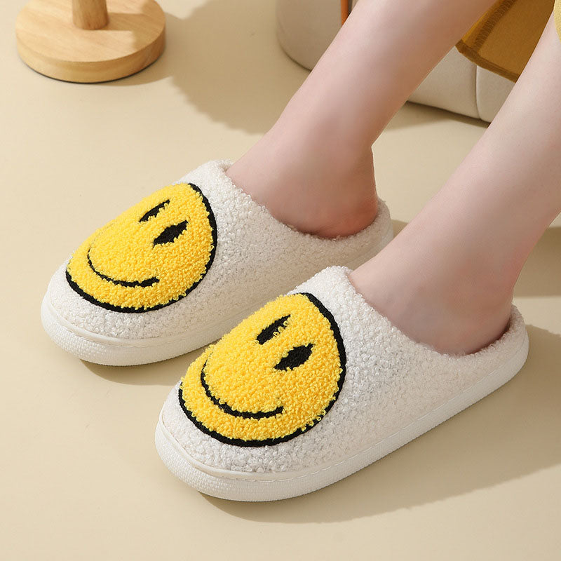 GR Large Smiley Pattern Fur Slippers
