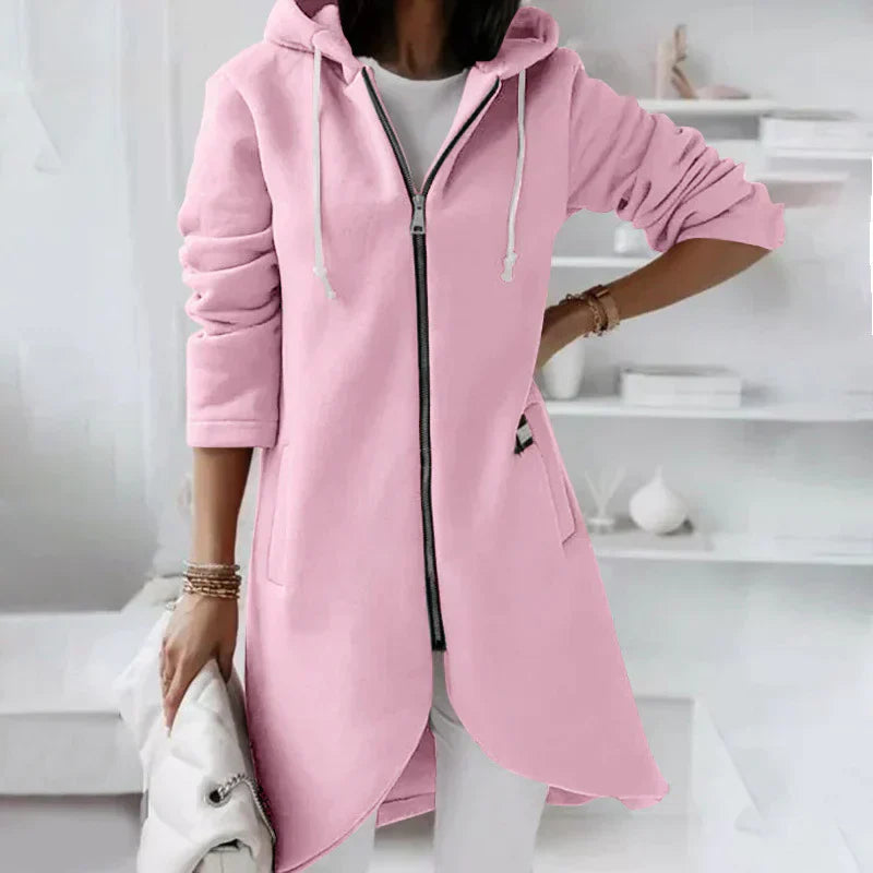 GR | Long hooded jacket with zipper