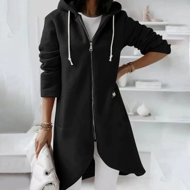 GR | Long hooded jacket with zipper
