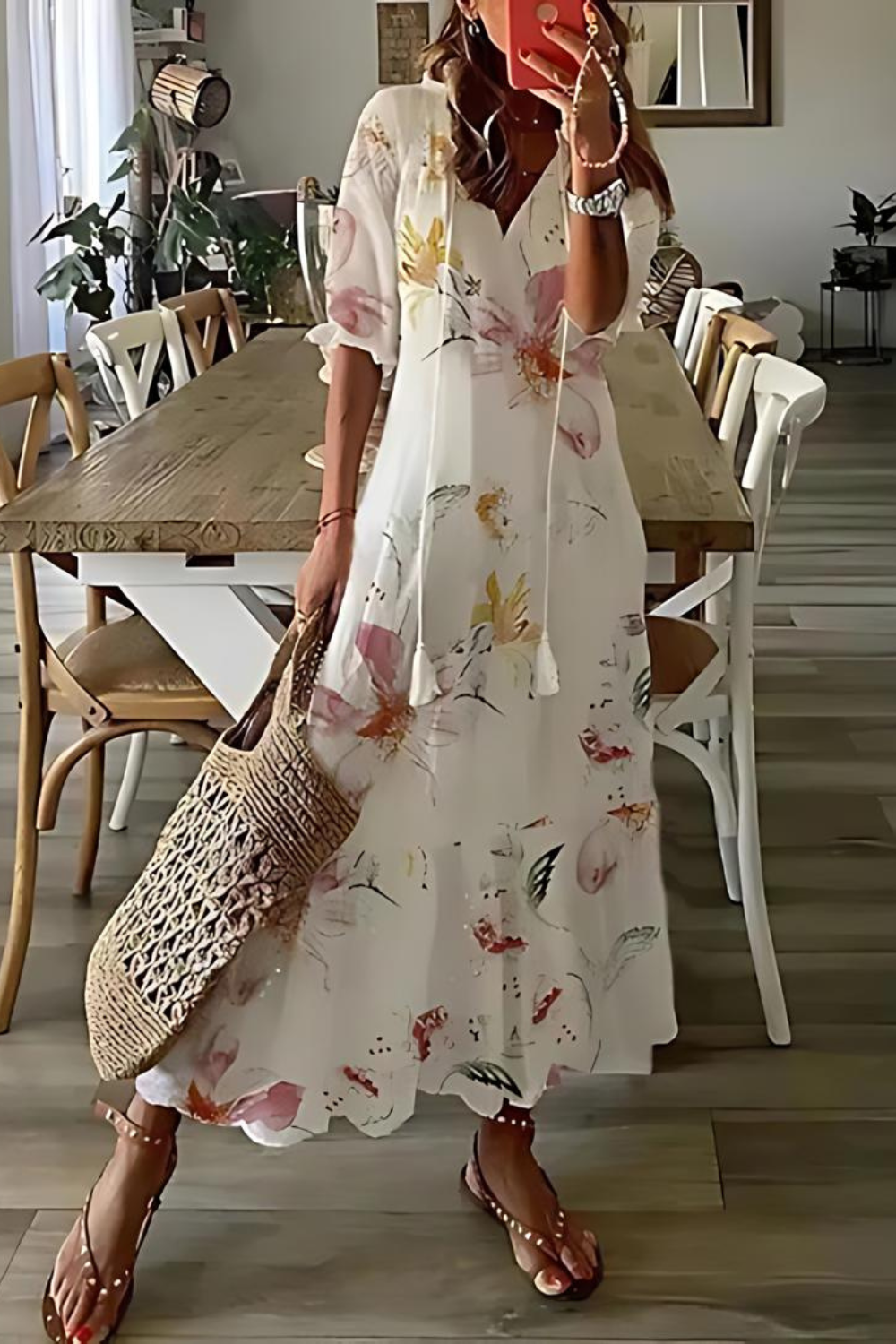 GR | Lange, Elegante Blumen Kleid