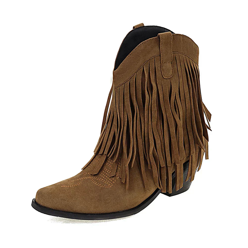 GR | Cowboy ankle boots with fringe tassel
