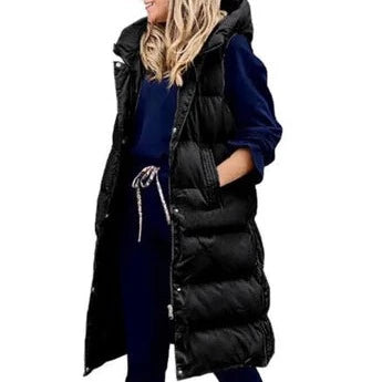 GR Hooded Long Vest Casual Fashion Single-Breasted Jacket