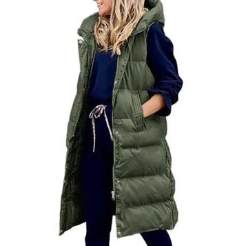 GR Hooded Long Vest Casual Fashion Single-Breasted Jacket