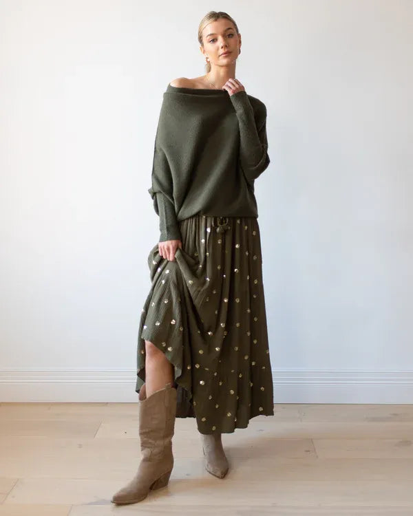 GR | Asymmetrischer Damenpullover mit eleganter Drapierung