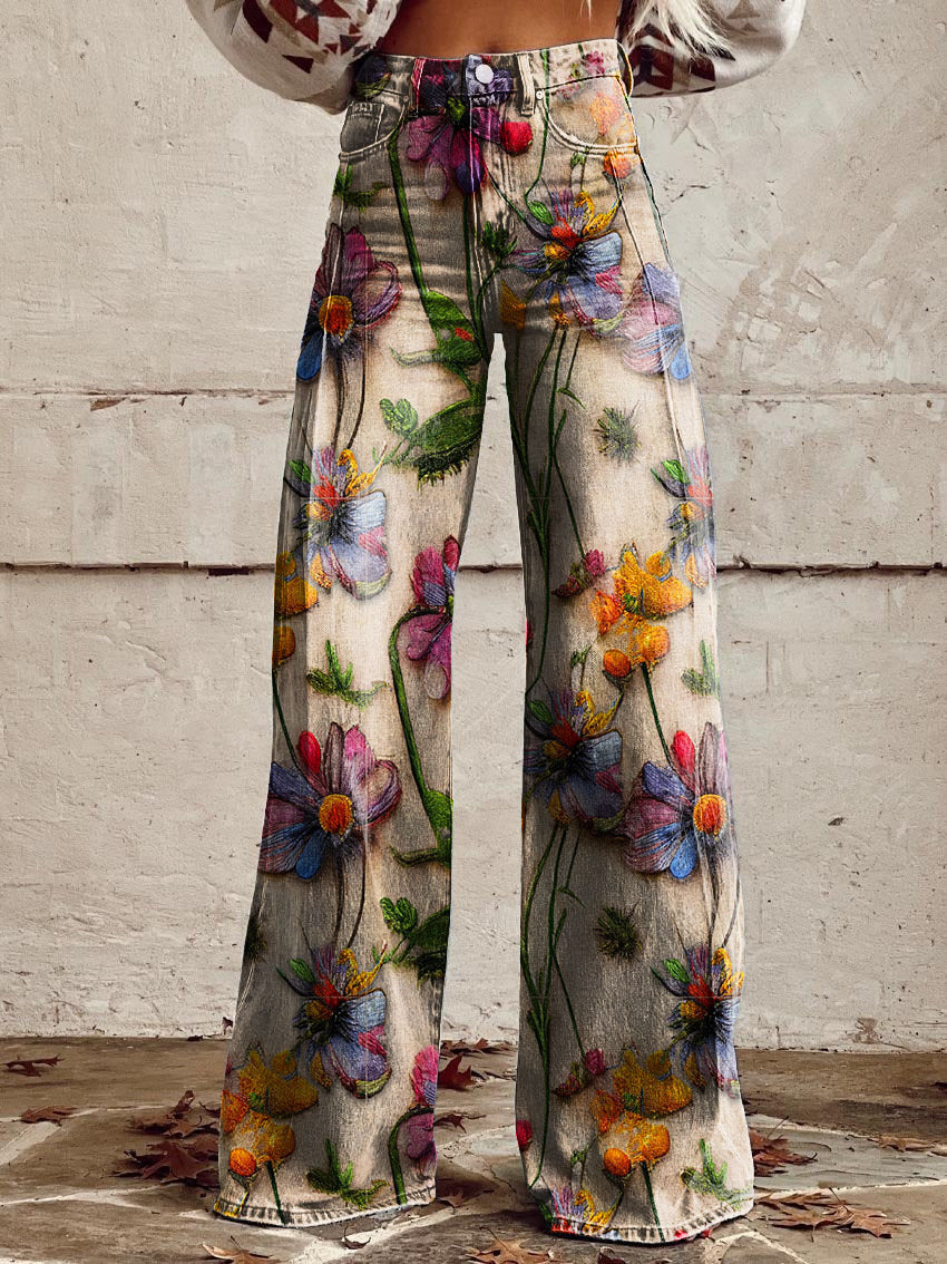 GR  | Stylische Jeans mit Blumenmuster