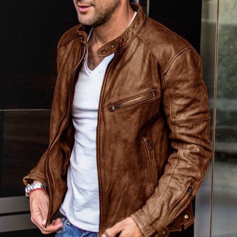 GR | Elegant and weatherproof leather jacket