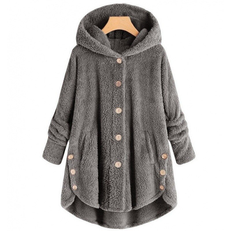 GR hooded coat for women made of warm wool. 