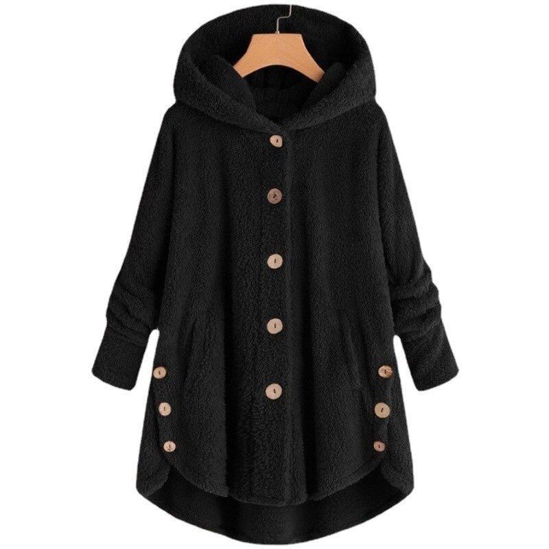 GR hooded coat for women made of warm wool. 
