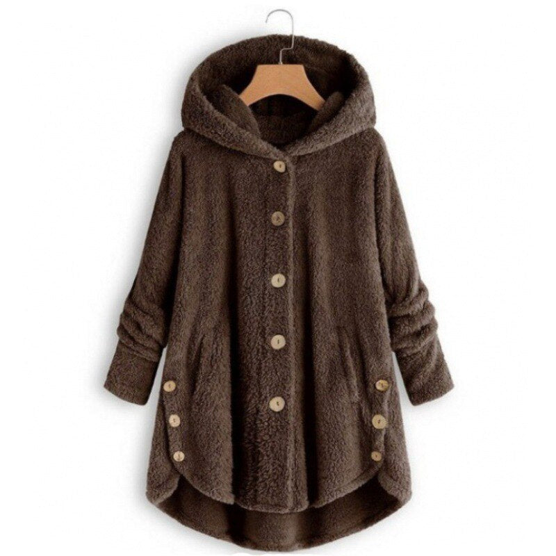 GR hooded coat for women made of warm wool. 