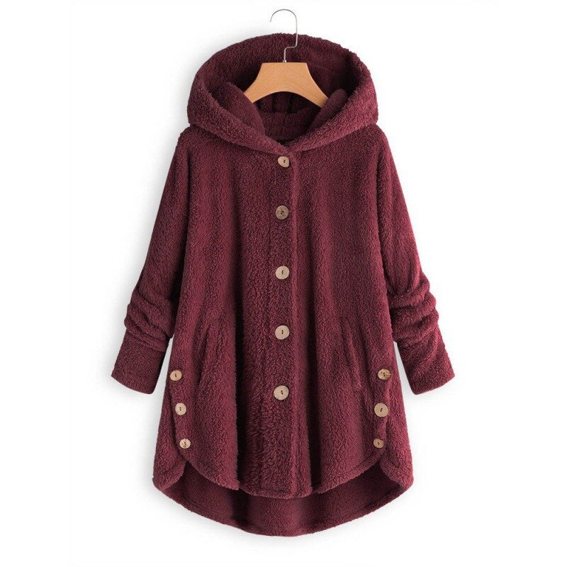 GR hooded coat for women made of warm wool. 