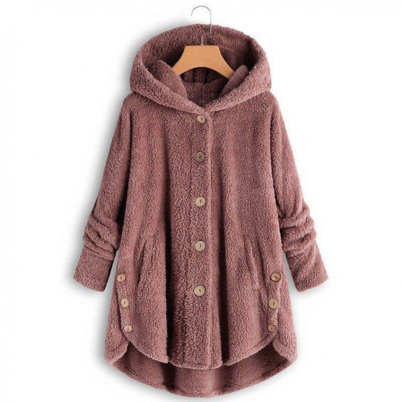 GR hooded coat for women made of warm wool. 