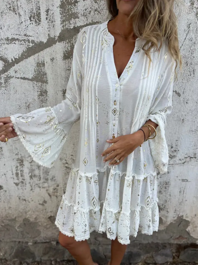 GR | Boho Metallic Hemdkleid