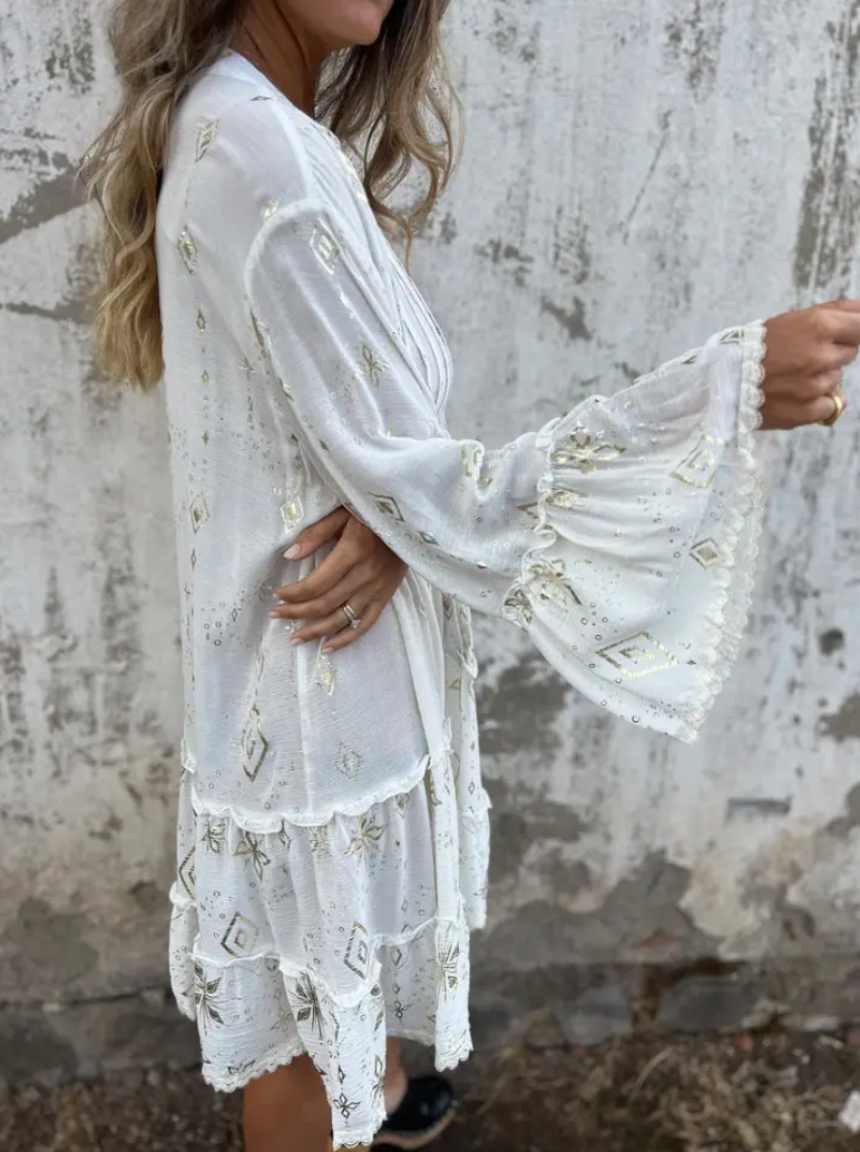 GR | Boho Metallic Hemdkleid
