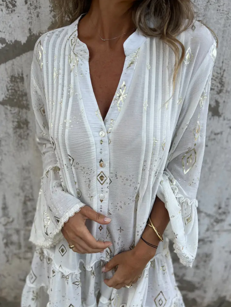 GR | Boho Metallic Hemdkleid