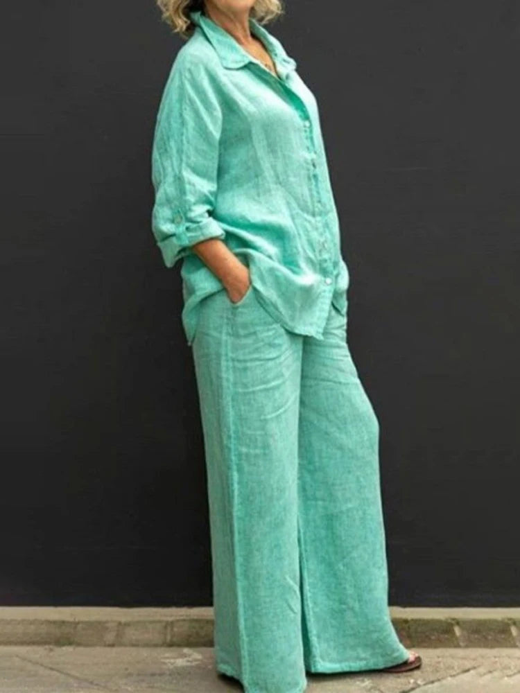 GR | Elegant Shirt & Trousers with Collar for Women