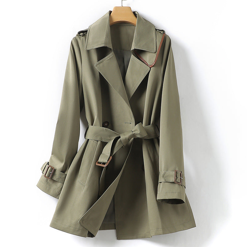 GR | Trench coat with lapel and belt for women