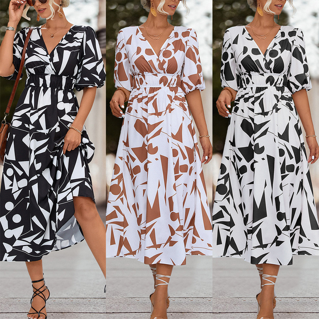 GR | Midikleid Mit V-Ausschnitt Für Frauen