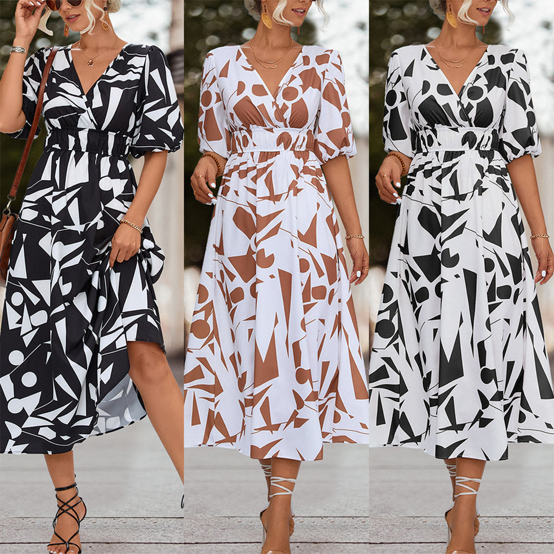 GR | Midikleid Mit V-Ausschnitt Für Frauen