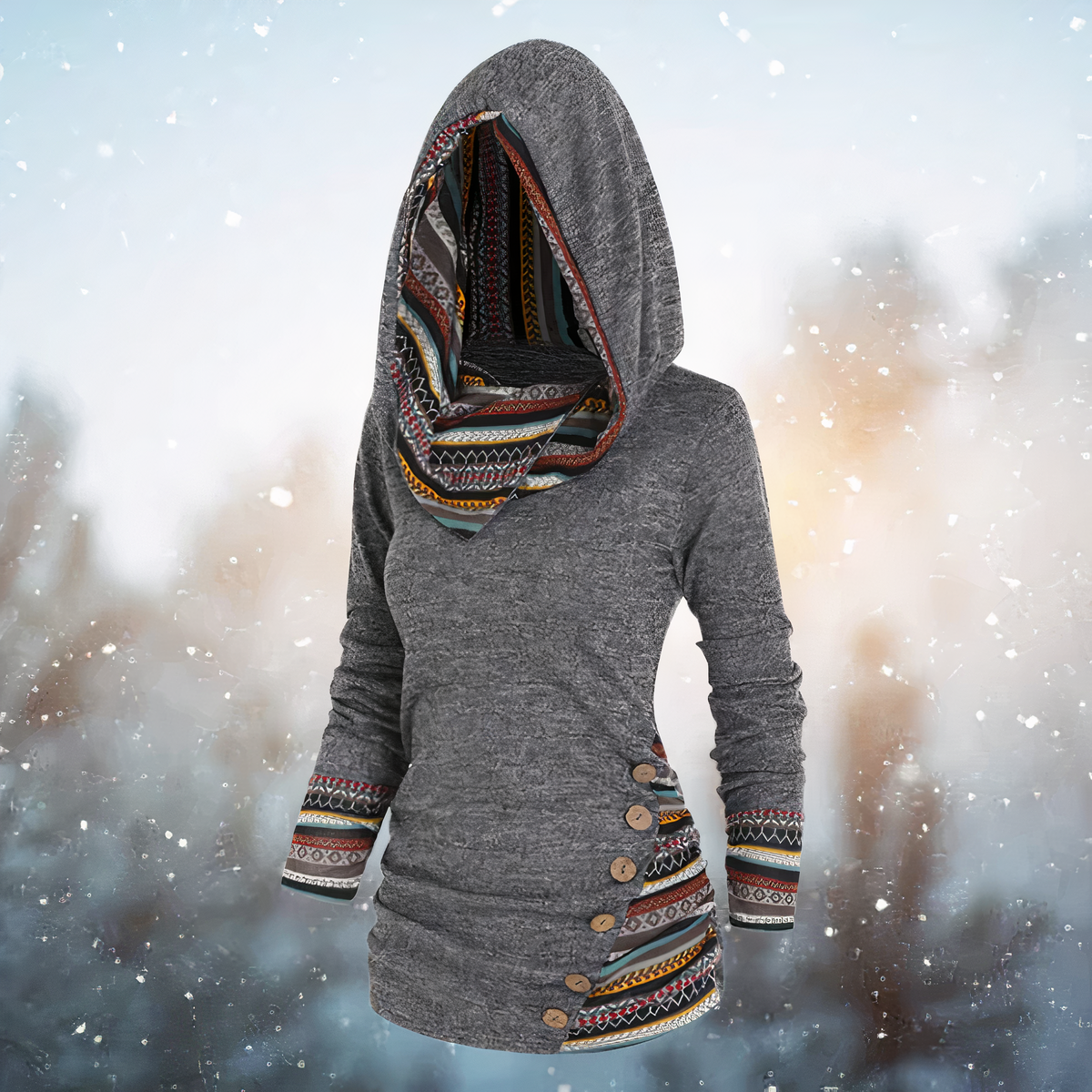 GR - Stylische Tribal-Pullover Mit Kapuze