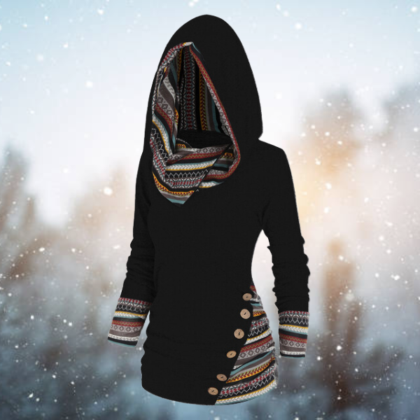 GR | Lässiger Tribal-Hoodie für Damen – Stylisch und Bequem