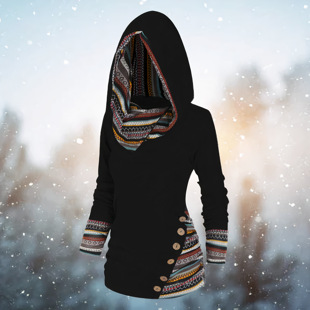 GR - Stylische Tribal-Pullover Mit Kapuze