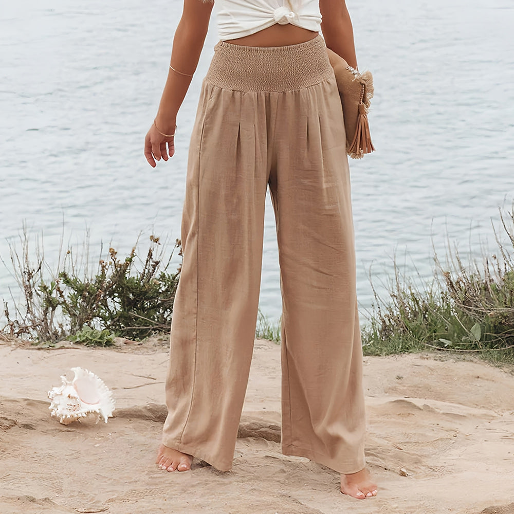 GR | Sommerhose aus Leinen mit elastischem Bund für Damen