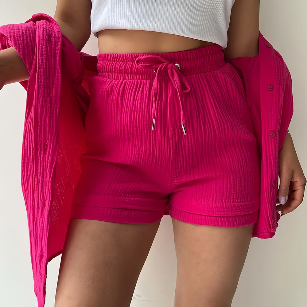 GR | Sun protection shirt set for women (long-sleeved shirt + shorts)