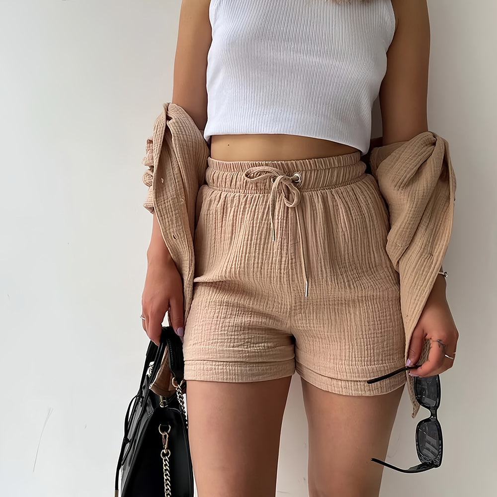 GR | Sun protection shirt set for women (long-sleeved shirt + shorts)