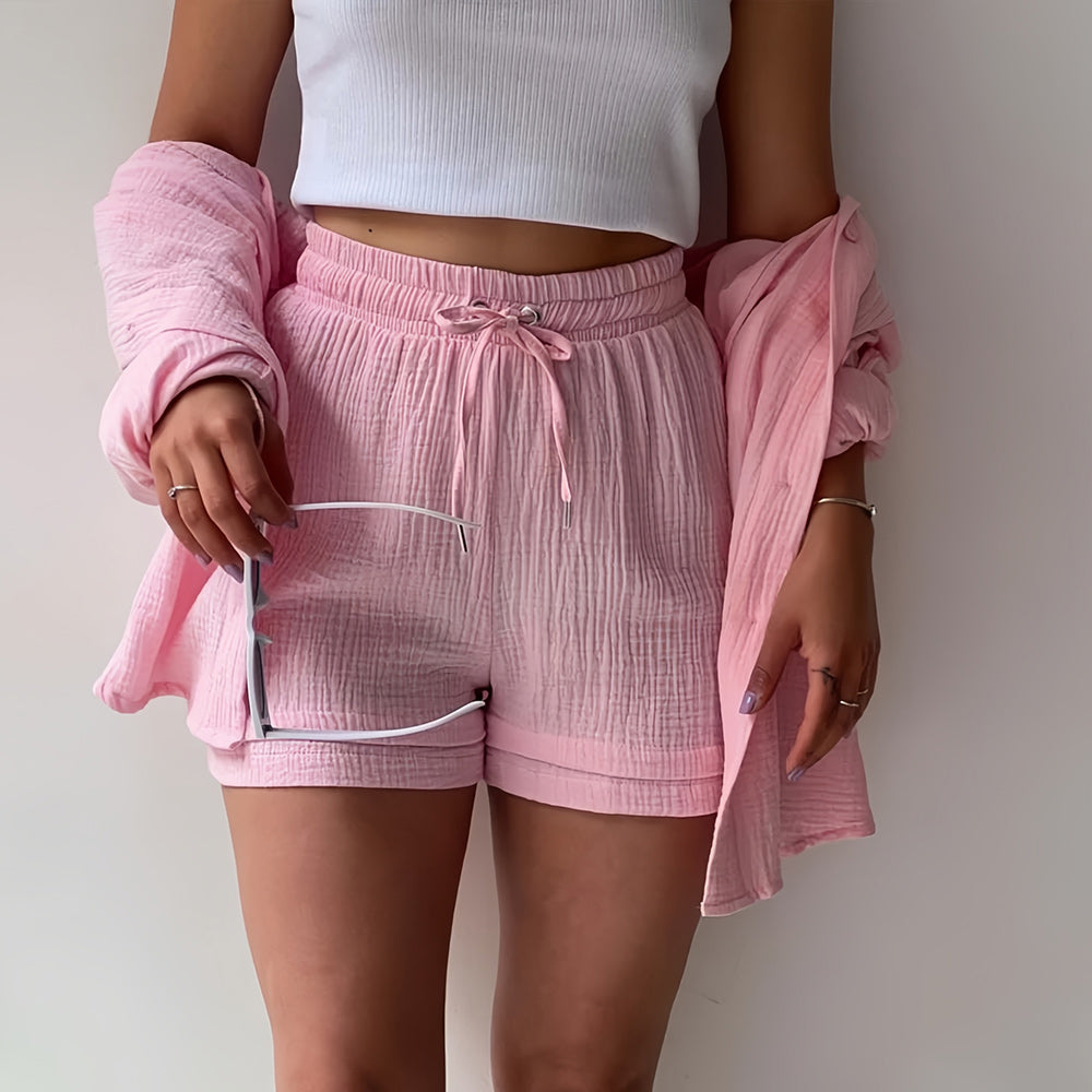 GR | Sun protection shirt set for women (long-sleeved shirt + shorts)
