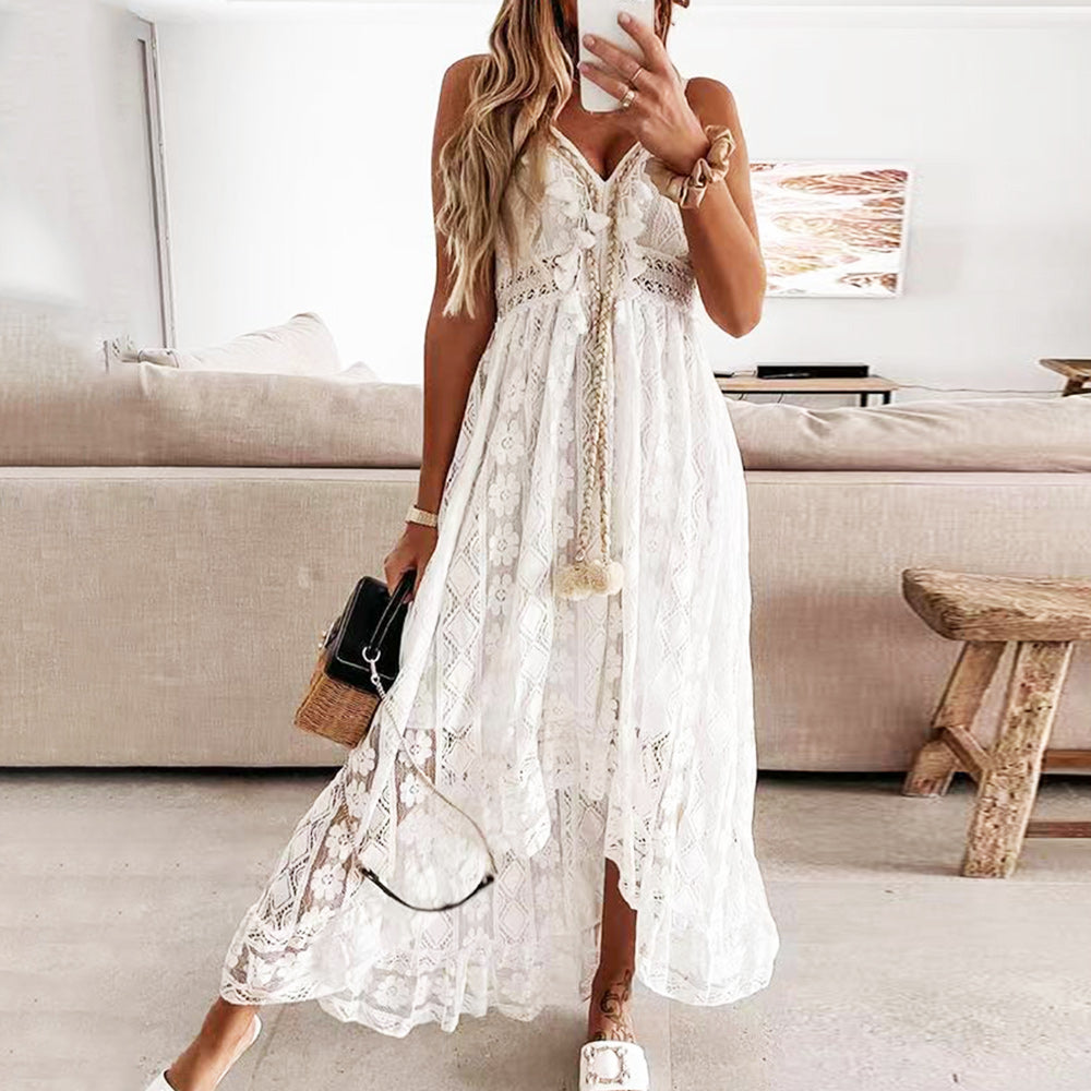 GR | Solid color summer dress made of lace