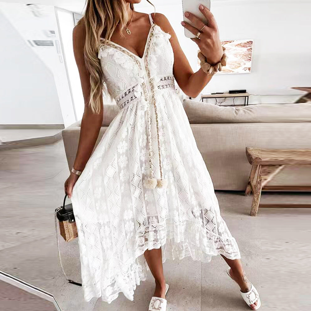 GR | Solid color summer dress made of lace