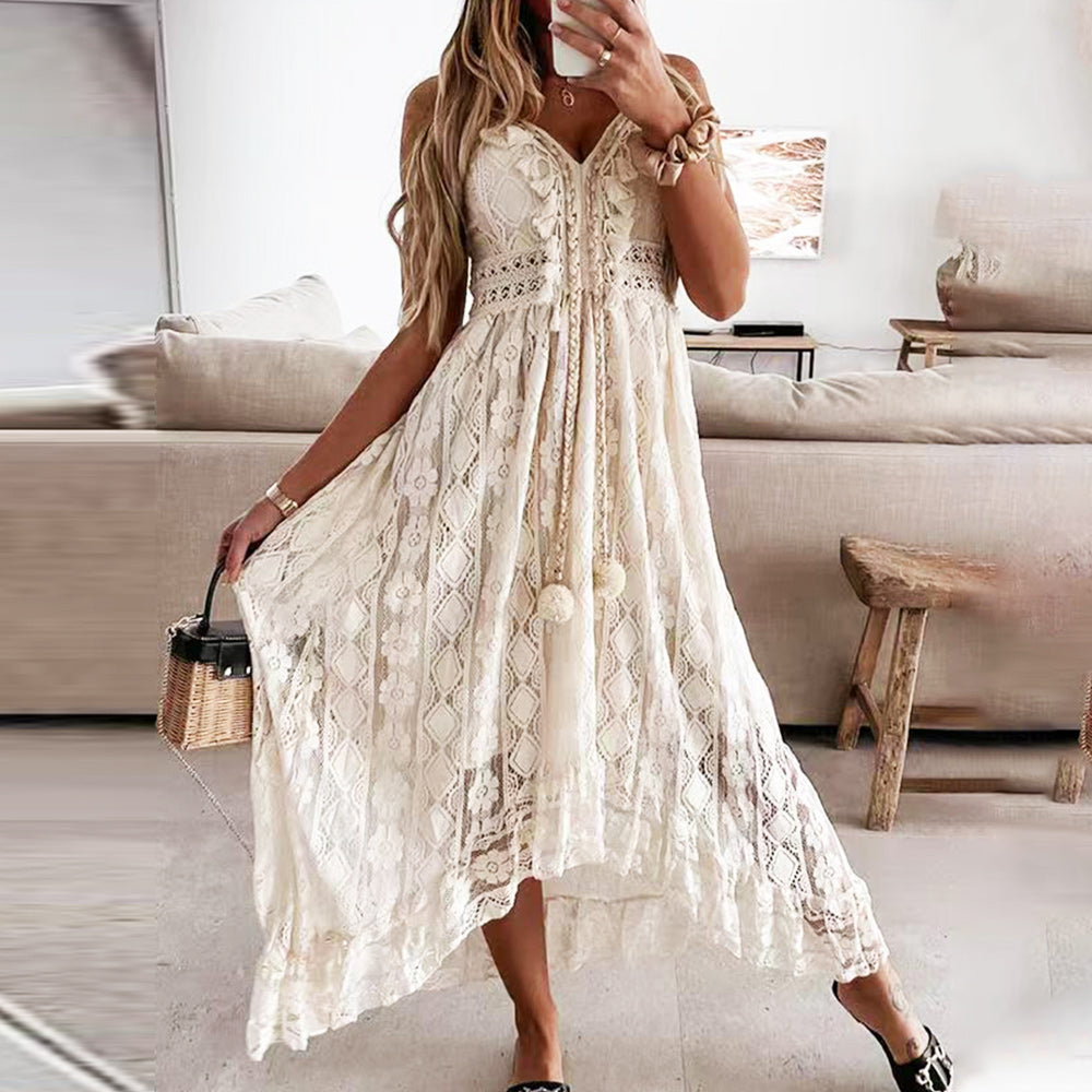 GR | Solid color summer dress made of lace