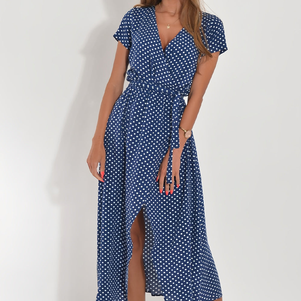 GR | Printed V-neck summer dress with slit