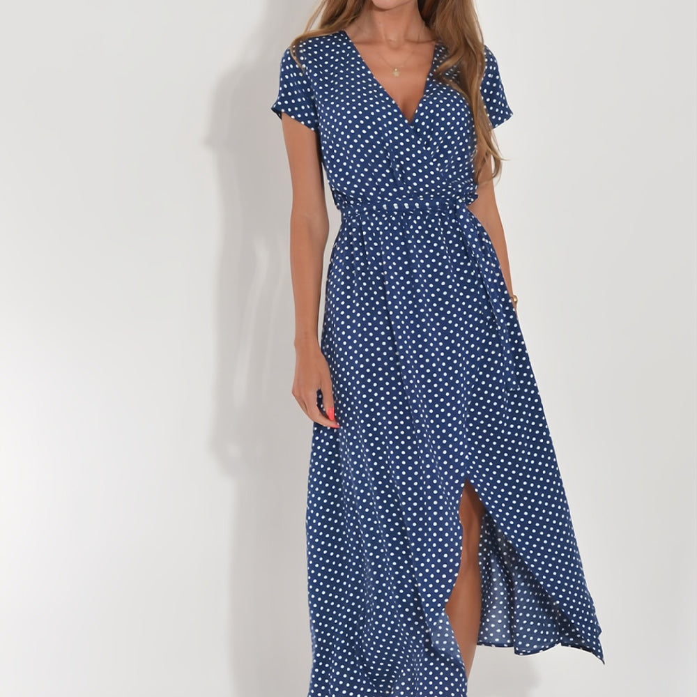 GR | Printed V-neck summer dress with slit