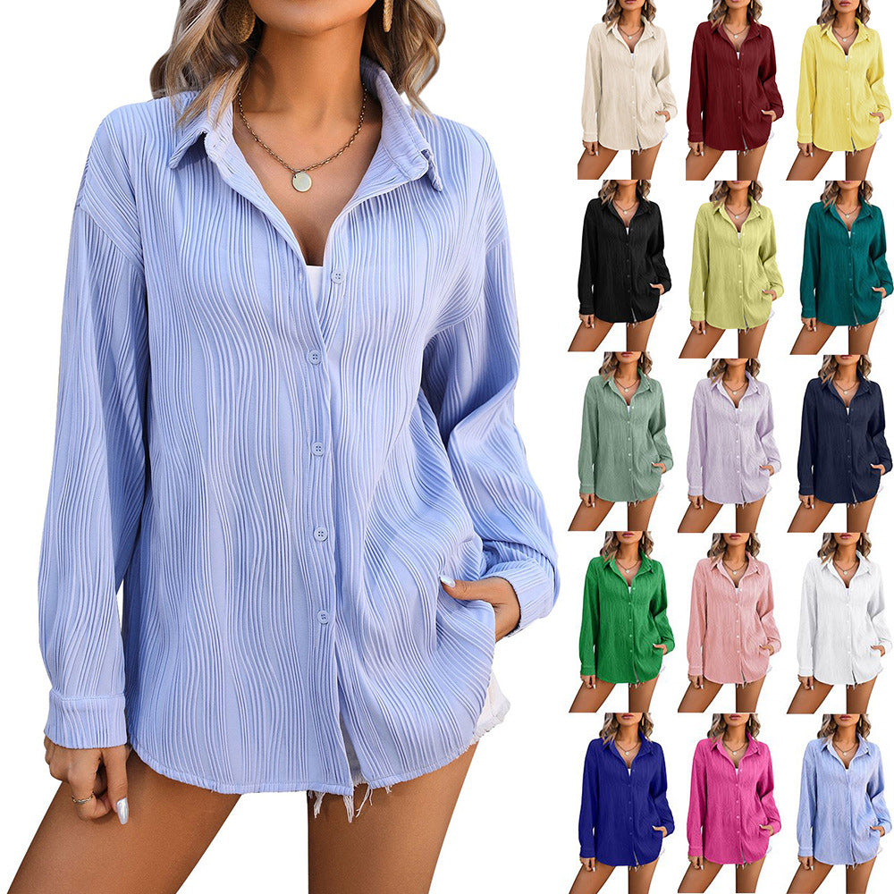 GR | Women's sun protection shirt with a wavy texture