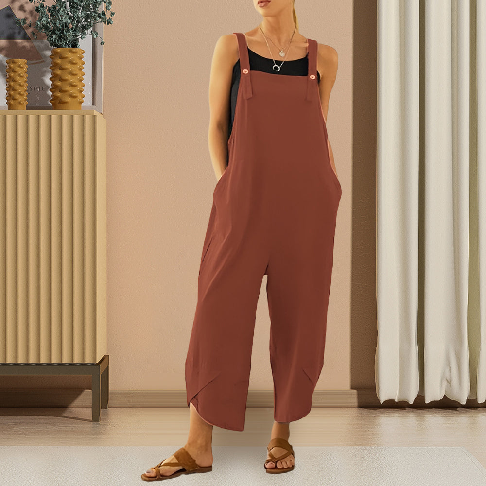GR | Casual, loose-fitting solid-color jumpsuit for women