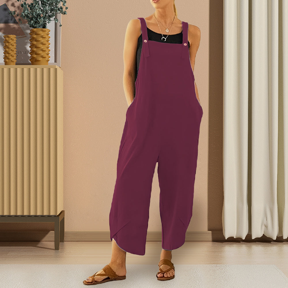 GR | Casual, loose-fitting solid-color jumpsuit for women