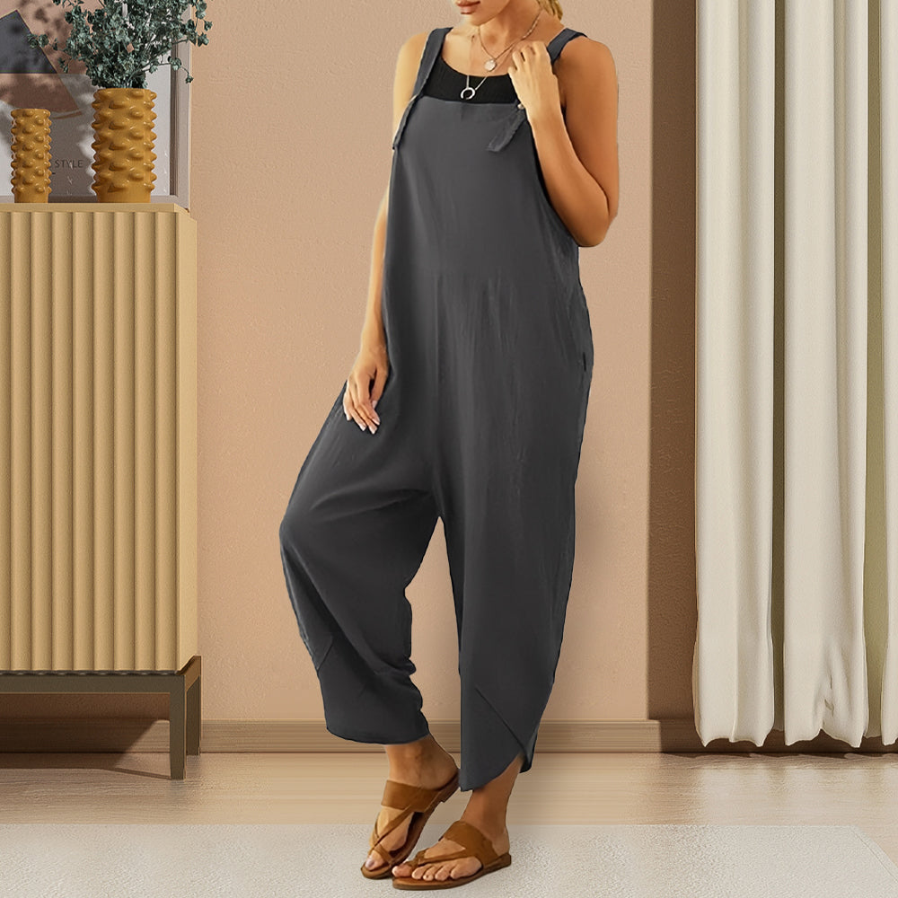 GR | Casual, loose-fitting solid-color jumpsuit for women